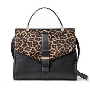 Kate Spade Leopard Haircalf /Black Leather Satchel